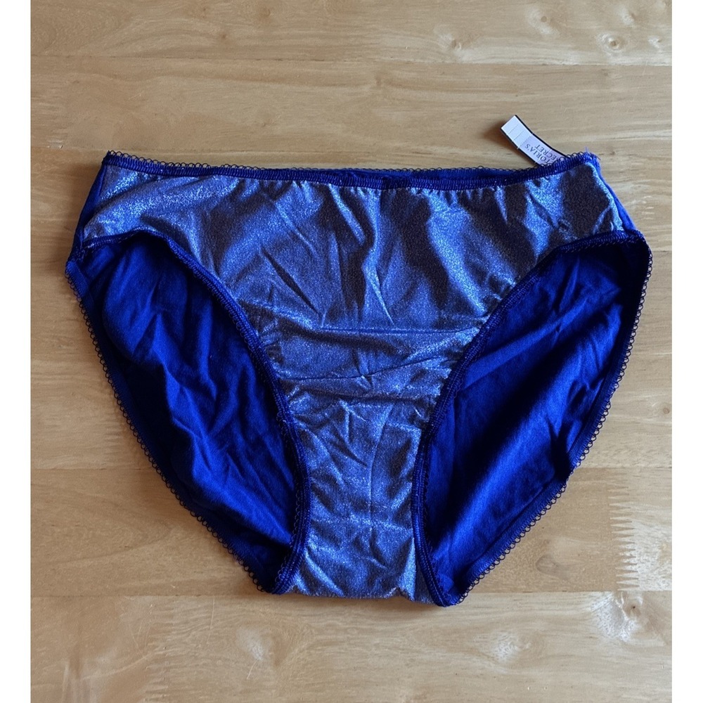 Victoria's Secret High Leg Brief Size Large Blue Metallic NWT Sexy